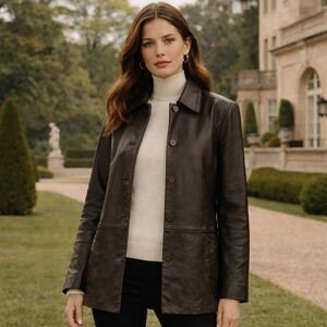 Petite Sophisticate Vintage 90s Black‎ Leather Jacket Petite L Quiet Luxury